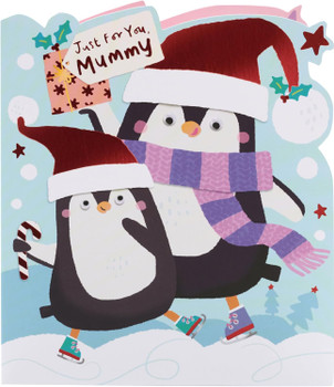 Cute Penguins Design Mummy Christmas Card