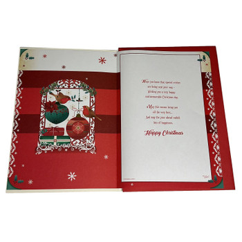 To a Dear Sister and Brother In Law Birds On Baubles Design Christmas Card To a Dear Sister and Brother In Law Birds On Baubles Design Christmas Card