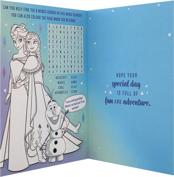 Disney Frozen Design Birthday Card with Activity