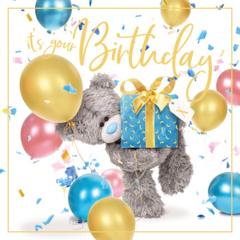 Bear Holding Present 3D Birthday Card