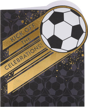 Black & Gold Football Design Birthday Card