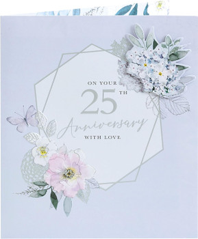 Light Floral Design 25th Wedding Anniversary Card