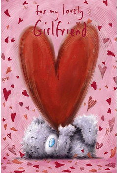 Me To You Bear Lying Down with Heart Lovely Girlfriend Softly Drawn Valentine's Day Card