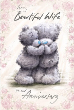 Softly Drawn Bears Holding Hands Wife Anniversary Card