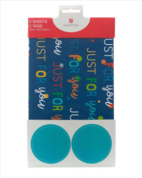 Blue Just For You Wrapping Paper Pack Contains 2 Sheets & Tags