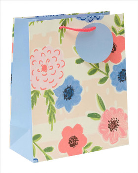 Pretty Artistic Floral Themed Medium Gift Bag With Tag Mother's Day, Birthday Card
