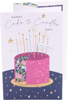 Floral Cake Design Birthday Card