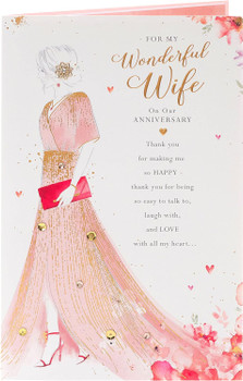 Luxury Romantic Wife Anniversary Card Large