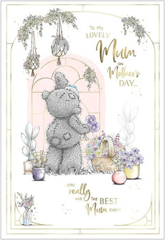 Bear With Hanging Plant Pots Mother's Day Card