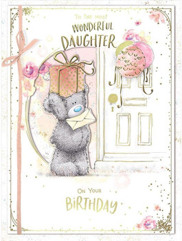 Bear At Door With Gift Daughter Boxed Birthday Card