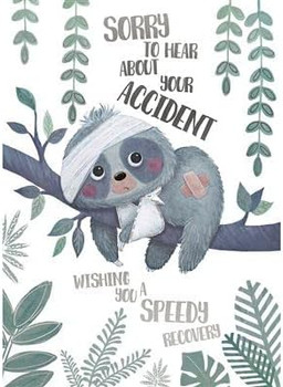 Sloth in Bandages Get Well Card 'Speedy Recovery' From Your Accident