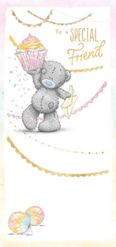 Bear With Cup Cake Special Friend Birthday Card