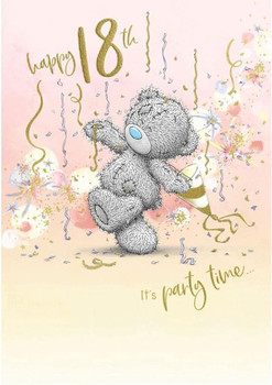 Bear With Party Hat 18th Birthday Card