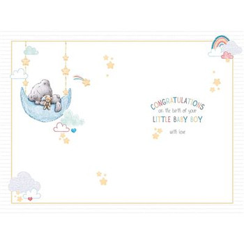 Bear On Moon New Baby Boy Congratulations Card