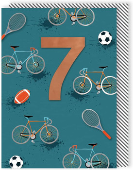 Sports Embellished Boys 7th Birthday Card Sports Embellished Boys 7th Birthday Card