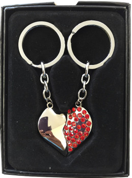 Romantic Heart Pendant 2 Keychain for Couples