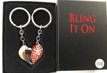 Romantic Heart Pendant 2 Keychain for Couples