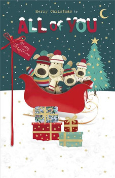 Boofle Family on Sleigh To All Of You Christmas Card