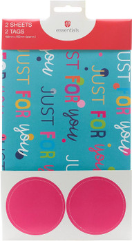 Pack of 3 Just For You Themed Gift Wrap Pack Contains 2 Sheets & Tags