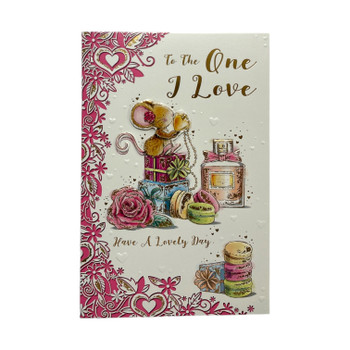 One I Love Female Mice And Perfume Design Birthday Card