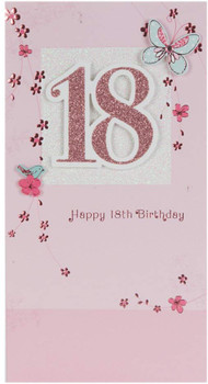 18th Birthday Card For Her 'Butterflies & Flowers' 