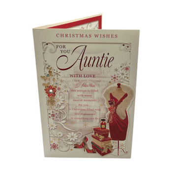 For You Auntie Red Dress and Shoes Design Christmas Card
