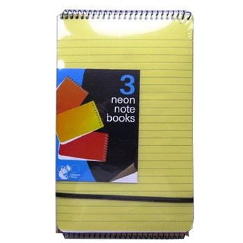 Neon Note Books 210mm x 128mm (3 Pack)