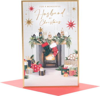 Cosy Fireplace Design Husband Christmas Card