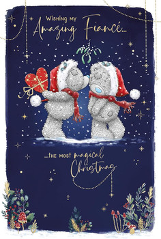 Bears Sharing Kiss Amazing Fiancé Christmas Card