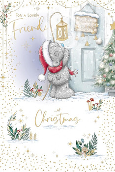Bear And Lantern For A Lovely Friend Christmas Card