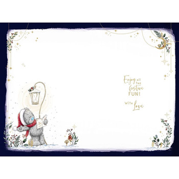 Bears Sitting with Gift For My Lovely Fiancée Christmas Card