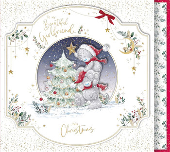 Bears Decorating Tree For Beautiful Girlfriend Luxury Extra-Large Boxed Handmade Christmas Card