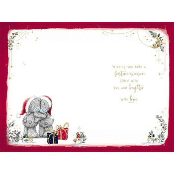 Bears with Gifts Behind Grandparents Christmas Card