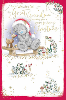 Bear And Reindeer On Bench For Great Grandma Christmas Card Bear And Reindeer On Bench For Great Grandma Christmas Card