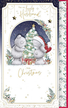Bears By Tree Lovely Husband Luxury Handmade Christmas Card