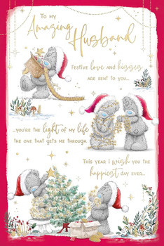 Bears Decorating Xmas Tree Storyboard To My Wonderful Husband Christmas Card