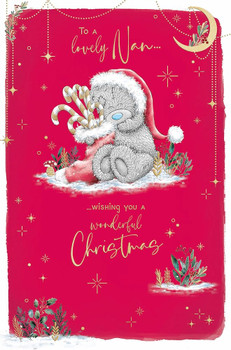 Bear And Candy Canes Nan Christmas Card