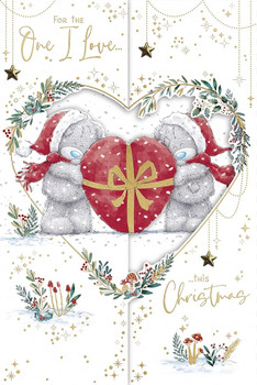Bears With Heart For One I Love Handmade Luxury Fold-Out Christmas Card