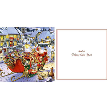 Santa Animals And Sleigh Classic 3D Lenticular Traditional Festive Christmas Card with Detachable Keepsake