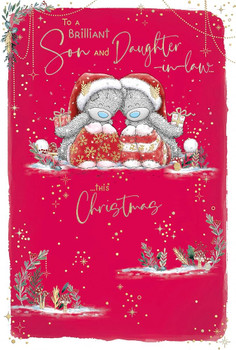 Bears Sitting With Gift Son And Daughter In Law Christmas Card