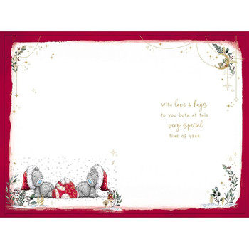 Bears Sitting With Gift Son And Daughter In Law Christmas Card