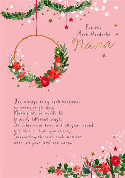 Wreath Design Nana Christmas Card