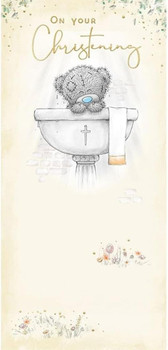 Bear At Font On Your Christening Card