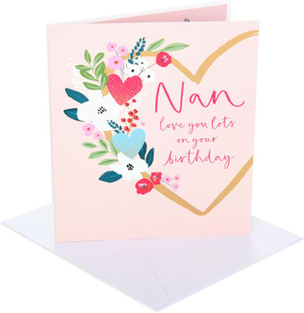 Gold Heart Flowers Design Nan Birthday Card