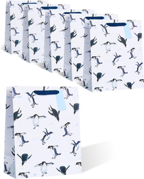 Icy Penguins Design Multipack of 6 Large Gift Bags for Him/Her/Friend For Christmas Icy Penguins Design Multipack of 6 Large Gift Bags for Him/Her/Friend For Christmas