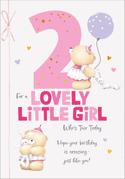 Teddy Bear Design 'Lovely Little Girl' 2nd Birthday Card