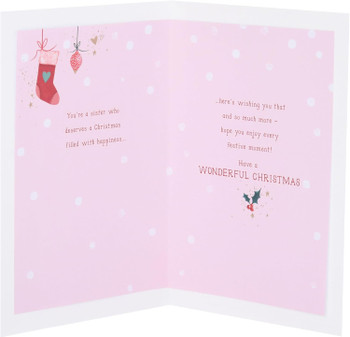 Hanging Baubles Sister Christmas Card