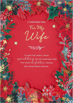 Traditional Illustrated Festive Design Luxury Boxed Wife Christmas Card