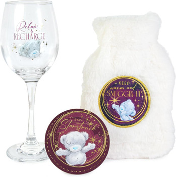 Me to You Tatty Teddy Hot Water Bottle, Wine Glass and Coaster Gift Set in A Gift Box Official Collection