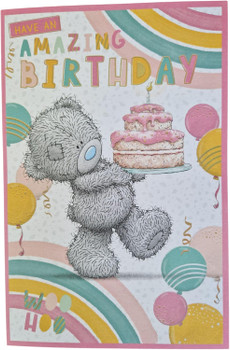 Bear With Cake Open Birthday Card